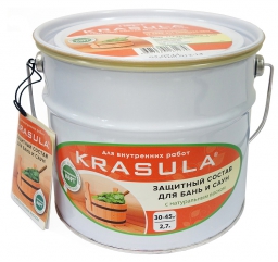 Защитно-декоративный состав «KRASULA® для бань и саун» 2,7 л