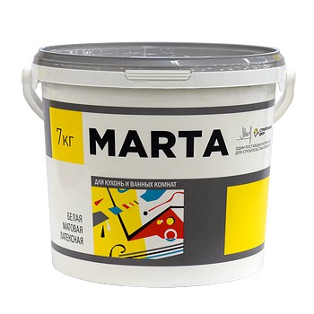 Краска Марта интерьерная моющаяся белая акриловая, 2,7л