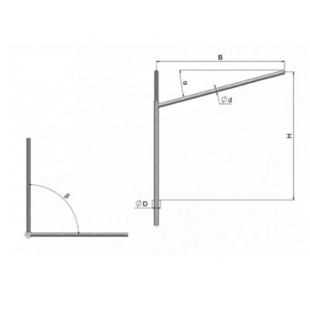 Кронштейн угловой двухрожковый на фланце 2К2(15°)-0,2-0,5-Ф3-ß-Тр.48 6 кг